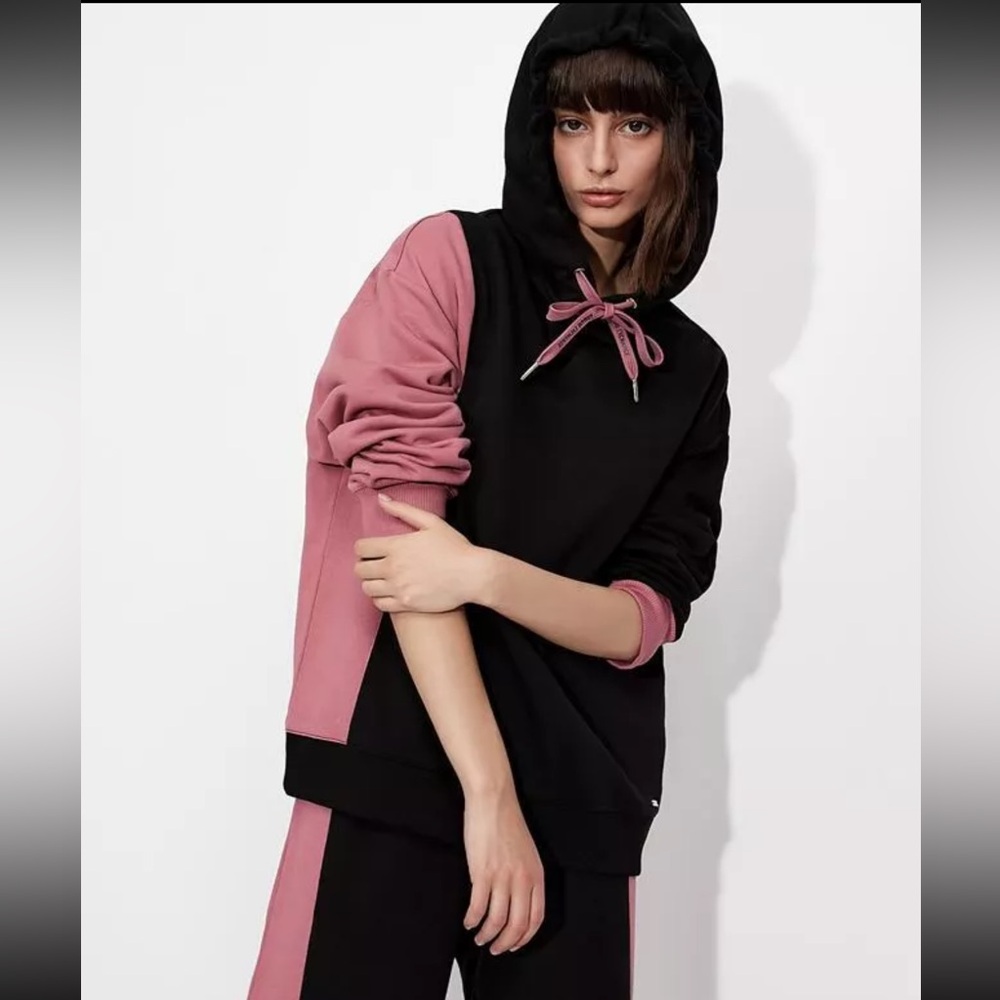 Armani Exchange Black and Pink Hoodie